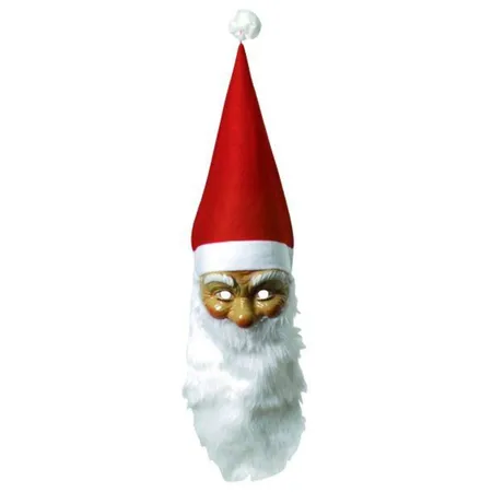 Sigro Kunststoff Nikolaus-Maske mit Mütze & Plüschbart