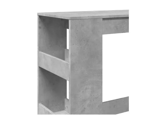 Table de bar avec étagères gris béton bois d'ingénierie