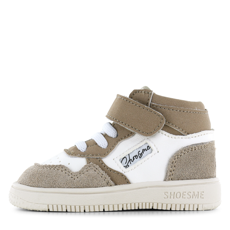 Shoesme wit-taupe sneakertje Microfiber leer, Suède | Uni schoenen