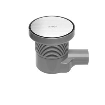 Easy Drain Aqua Round vloerput m. ABS afwerkdeel m. RVS rooster en zijuitlaat Ø15cm inbouwdiepte 72-108mm m. waterslot 50 tot 25mm