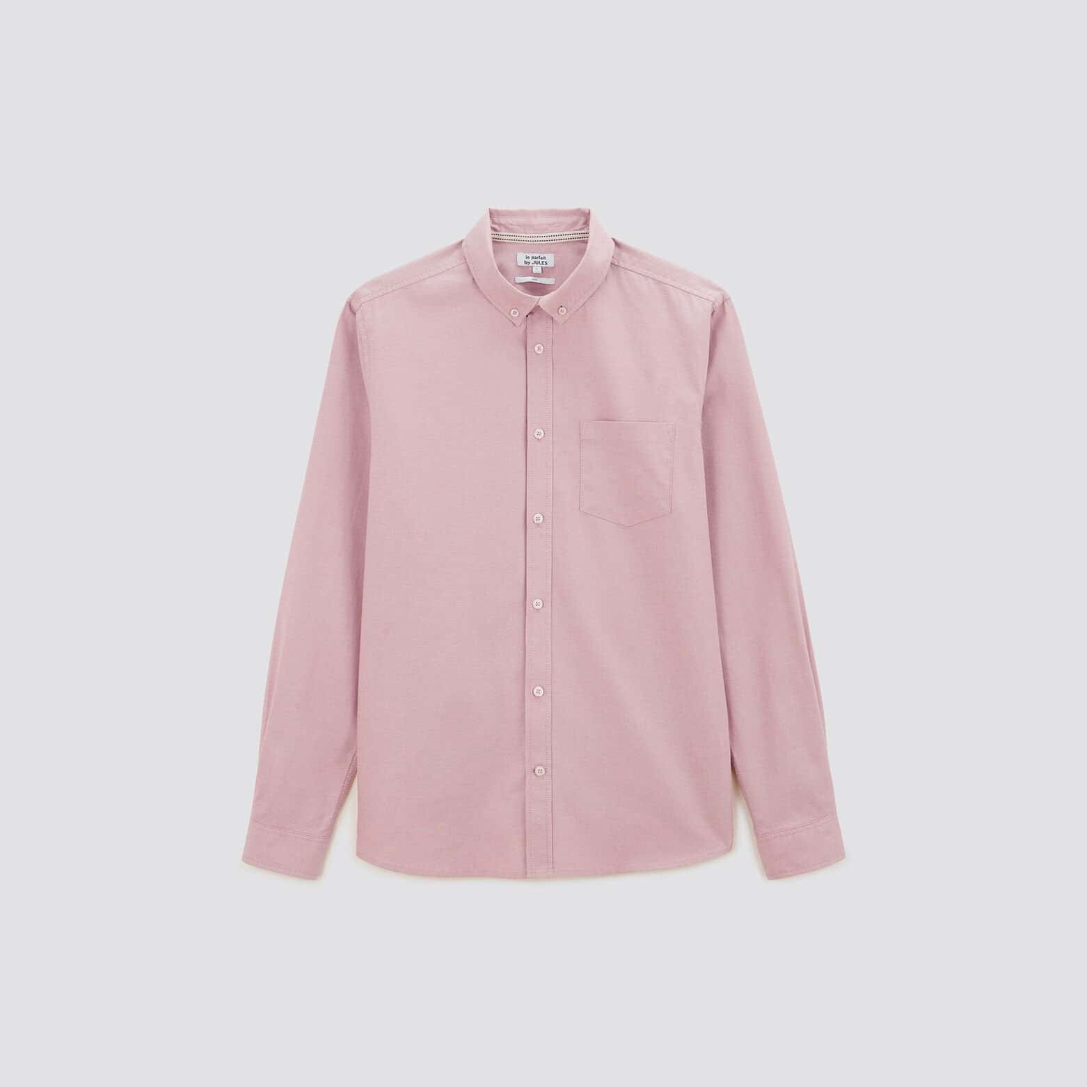 Chemise oxford unie 'le parfait by JULES' coton bi Rose pâle