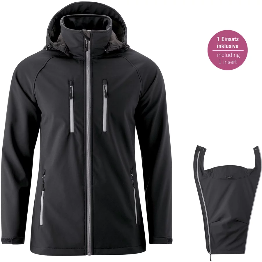 mamalila Softshell-Tragejacke für Männer Allrounder schwarz