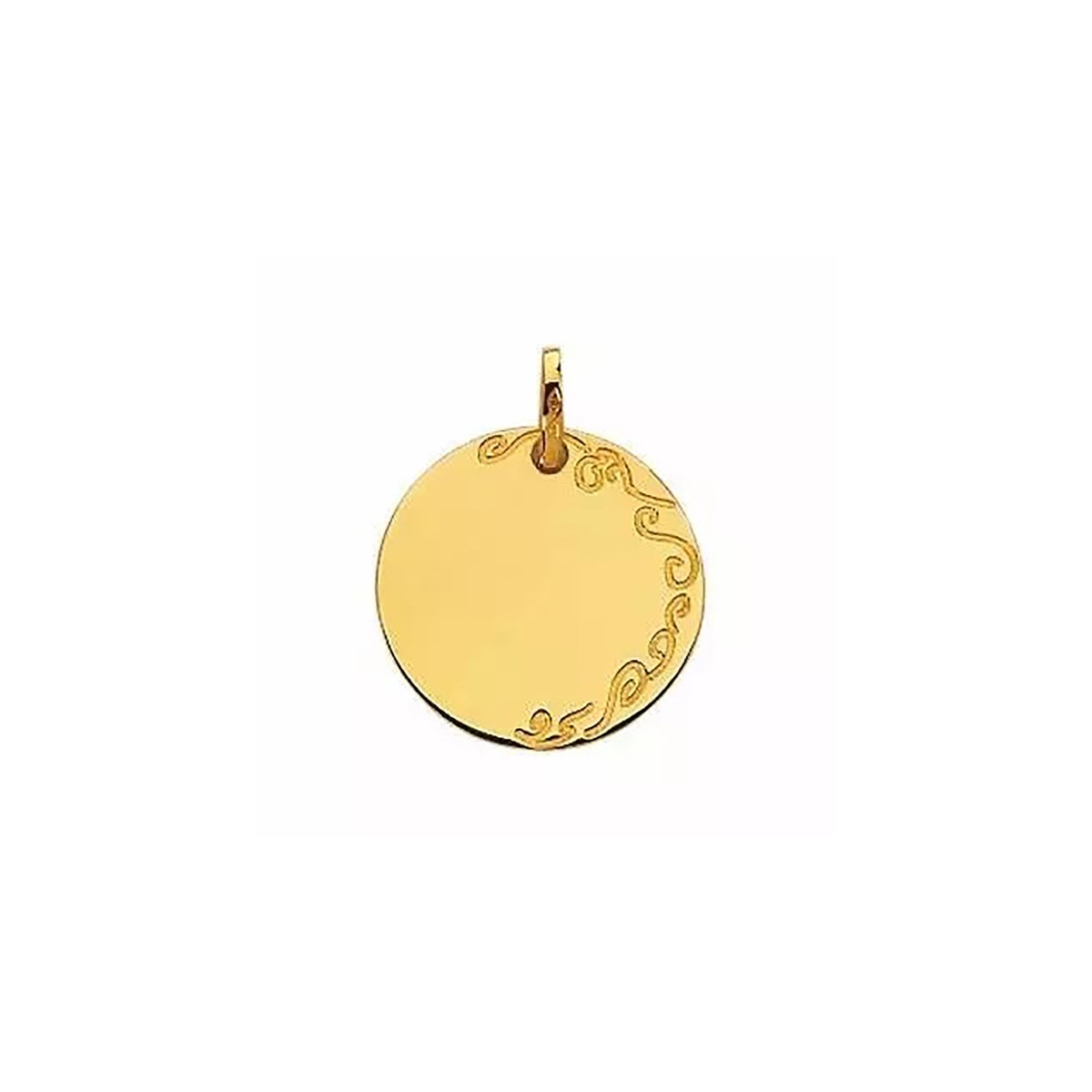 Médaille ronde gravée côté droit or jaune 18 carats