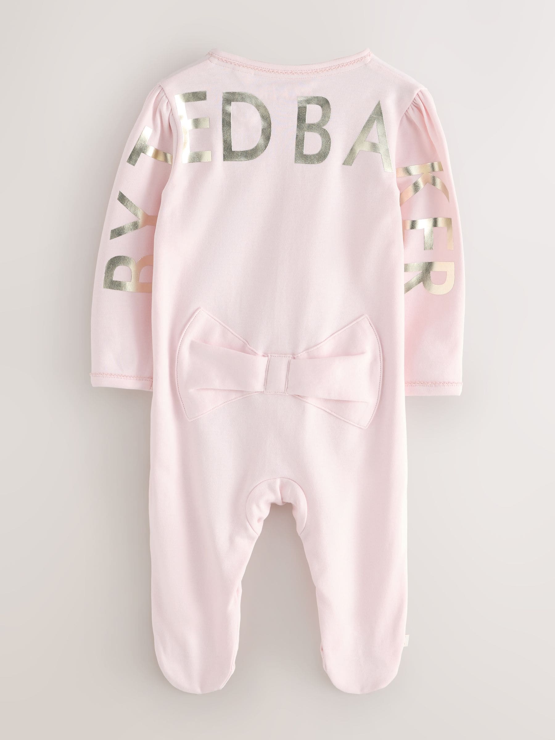 Baker by Ted Baker 2 Piece Pink Varsity Print Sleepsuit & Hat Set