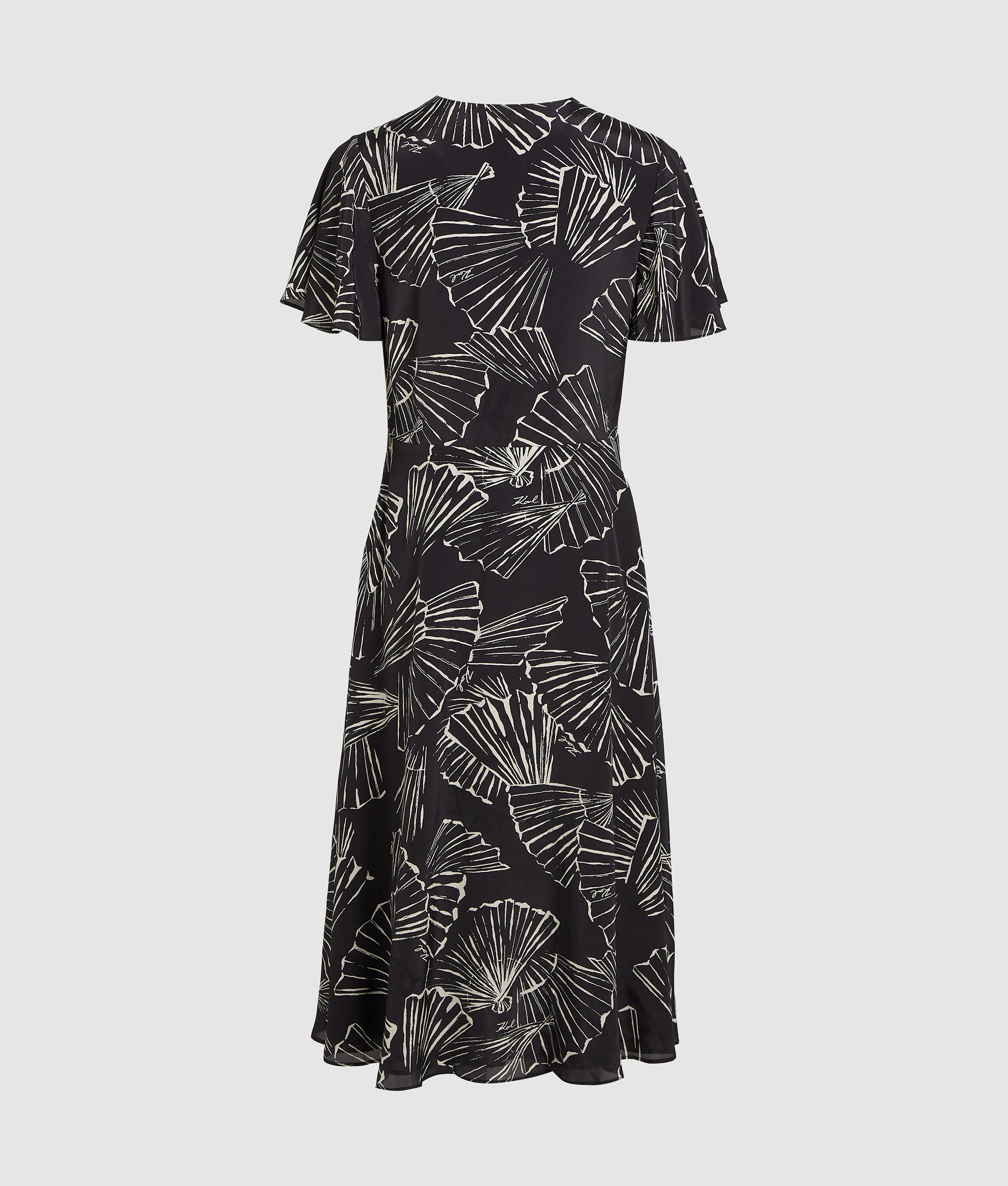 Jurk met V-hals en waaierprint