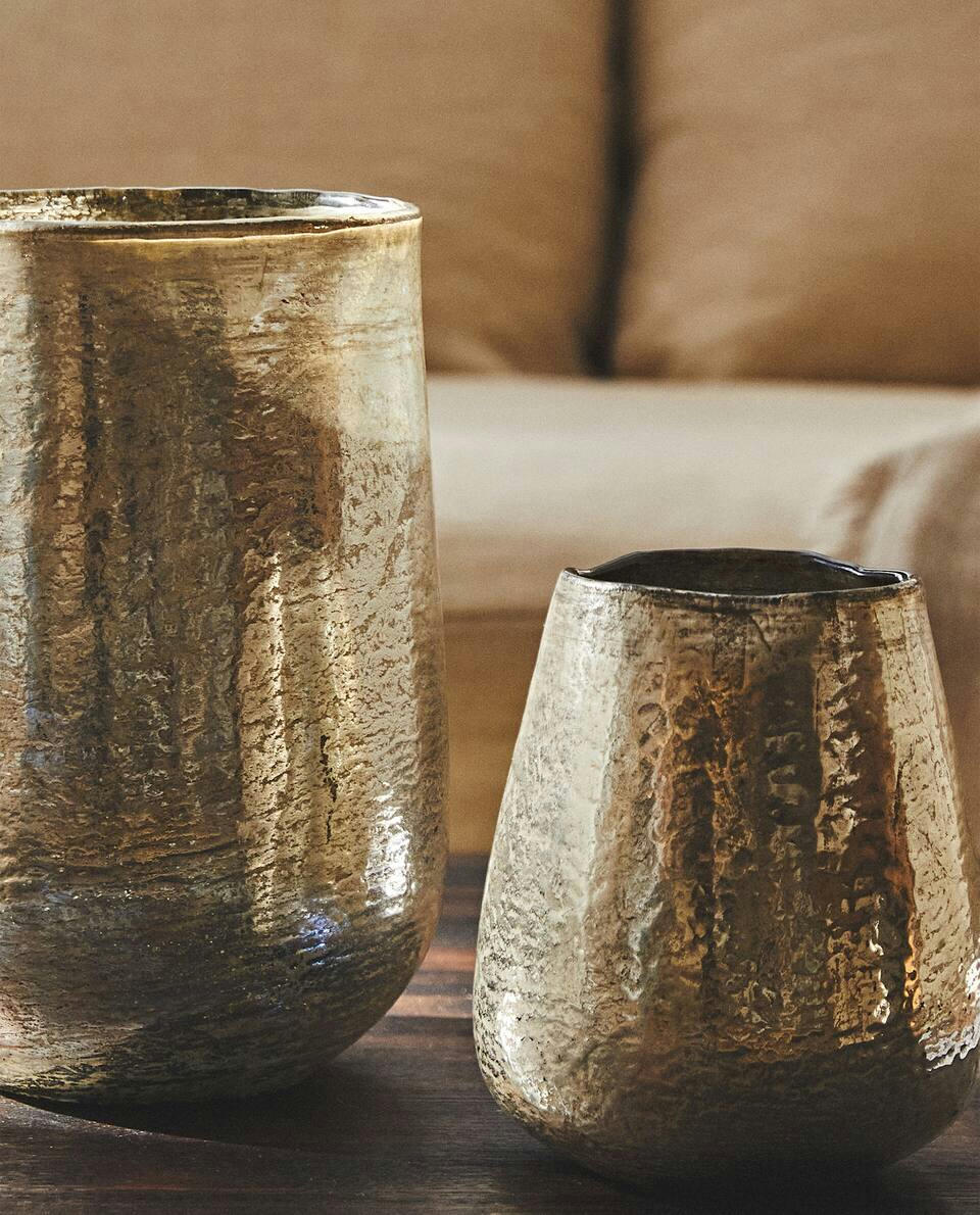VASO DE VIDRO DOURADO