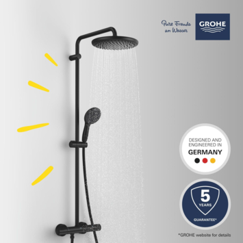 Grohe regendoucheset Quickfix Vitalio Start met handdouche 2 standen zwart  - hartafstand kraan 15 cm