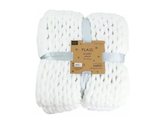 Plaid Grosse Maille Chunky Ecru 120x150cm