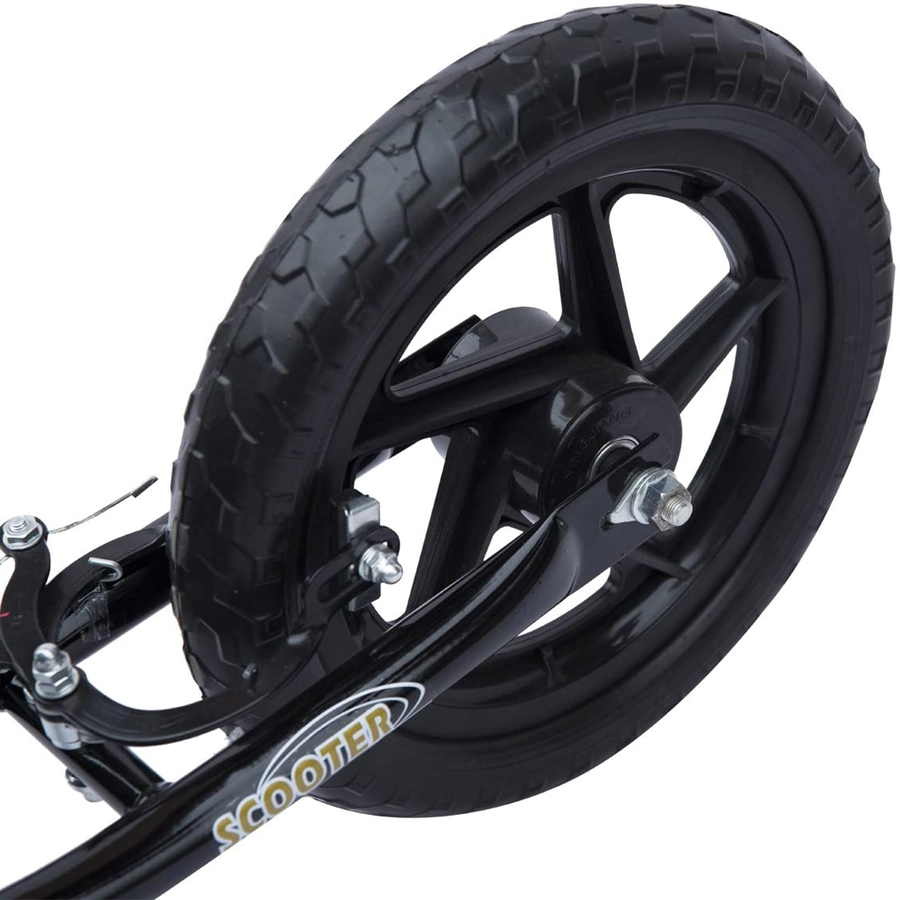 HOMCOM Kinderroller Anti-Rutsch Trittfläche, Metallfahrradständer zum Parken, schwarz