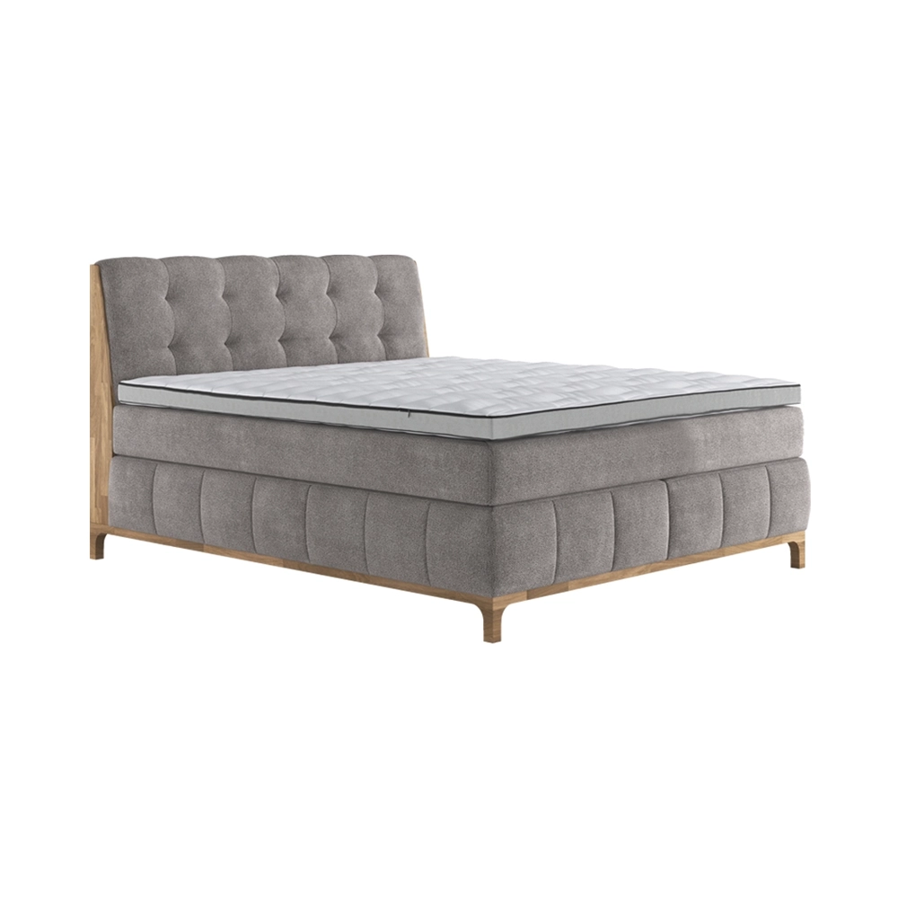 naturoo Boxspringbett Moon 180x200cm grau inkl. Premium Topper