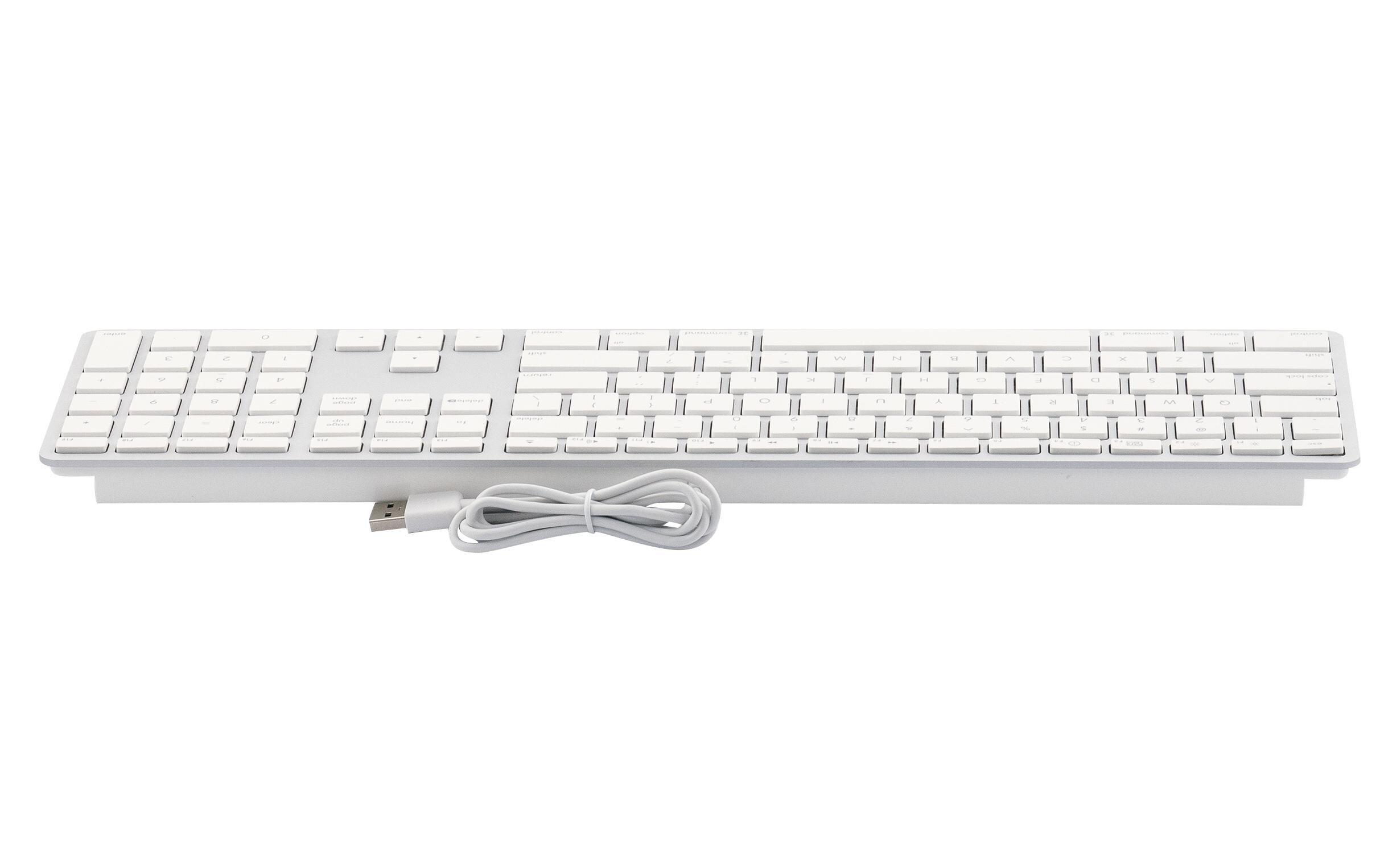 Tastatur KB-1243 Weiss, US-Layout mit ZiffernblockElegante Tastatur mit Aluminiumcover