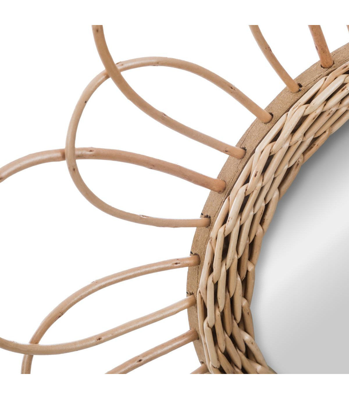 ATMOSPHERA Rotan bloemenspiegel - Ã 38 cm - Beige