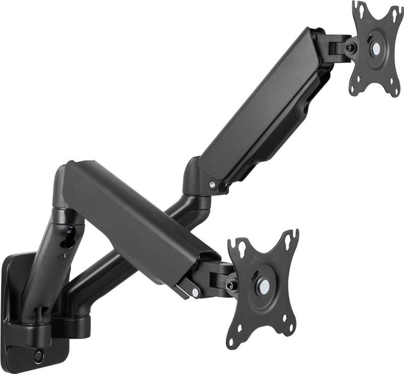 Deltaco Monitor Arm - 2 Schermen - 17 tot 32 inch - Verstelbaar – Max 2x 9kg – Muurbeugel – Zwart