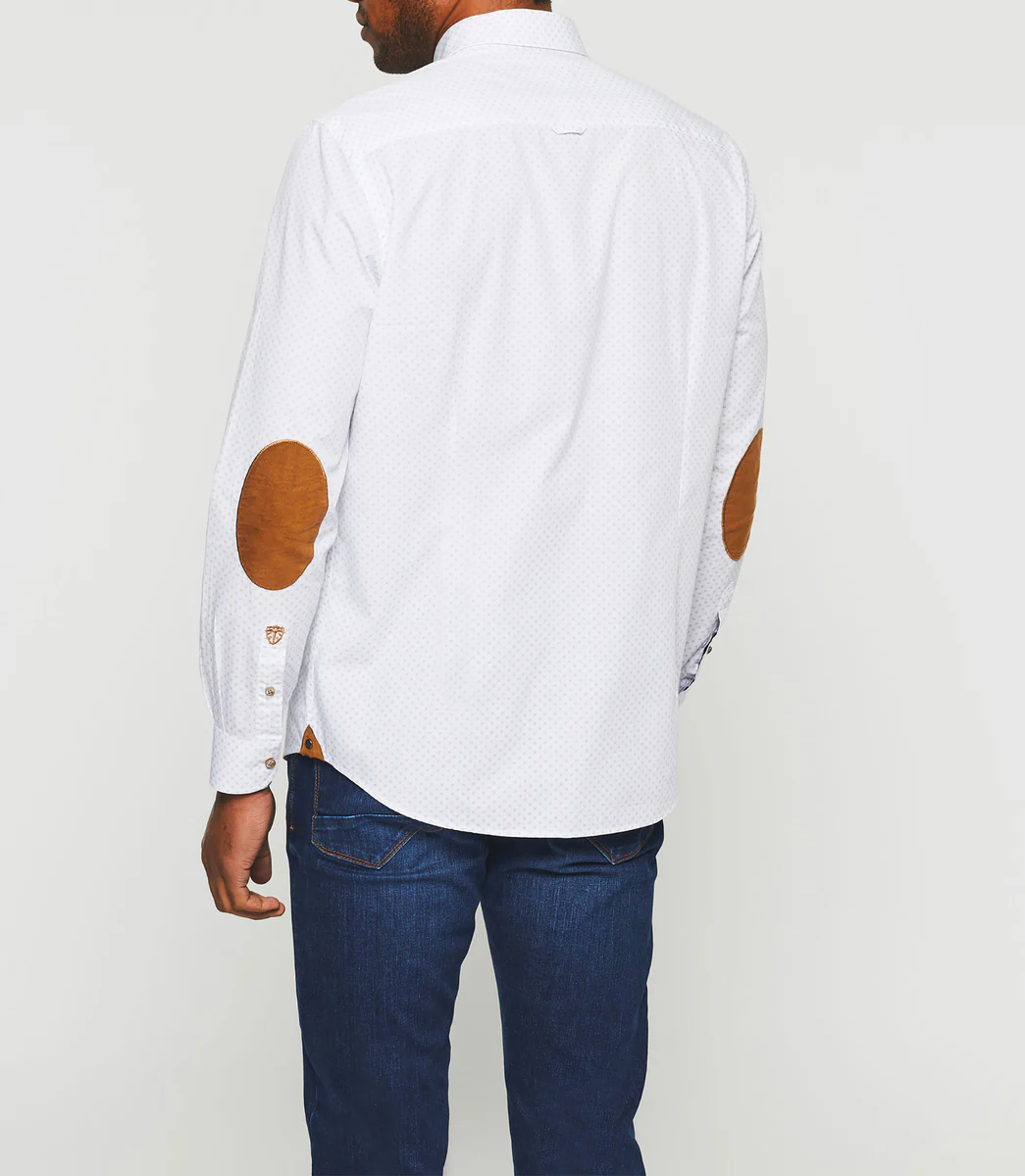 Chemise casual camel et blanche 