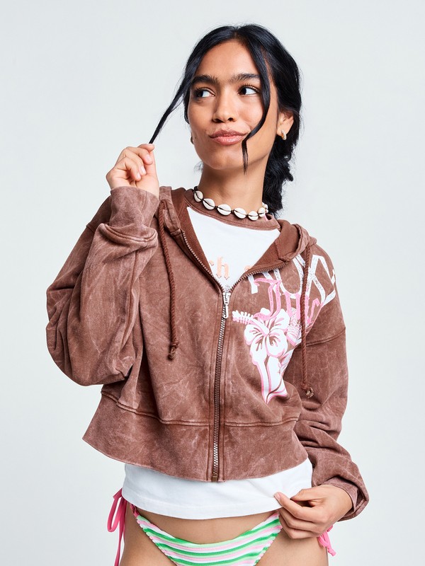 Roxy X Juicy Couture Sweat à capuche zippé Marron Femme