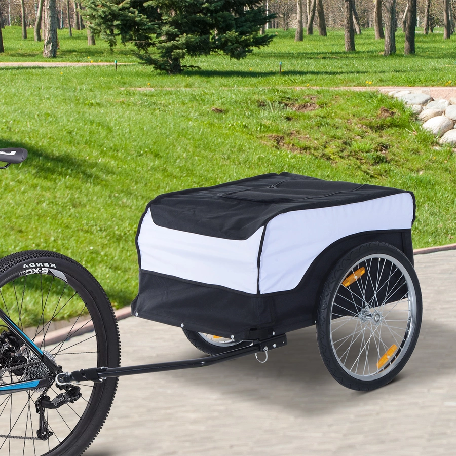 HOMCOM Transportanhänger fürs Fahrrad weiß, schwarz