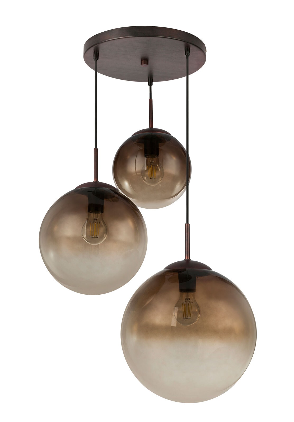 VARUS Pendellampe braun 15865-3, D/H: 51 x 120 cm, Glas, Metall