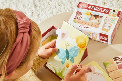 Barbo Toys  Rør og kjenn Puslespill Bondegårdsvenner 4-in-1