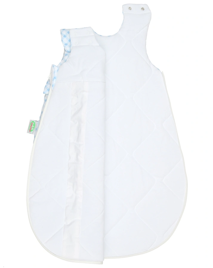 Jersey-Schlafsack BABY-NEST® PRIMA KLIMA KARO in hellblau/weiß