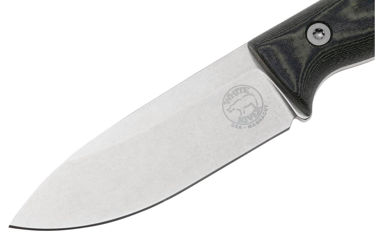White River Knives Ursus Cub UR35-LBO CPM MagnaCut, OD-Green Linnen Micarta bushcraftmes, Kydex schede met firesteel