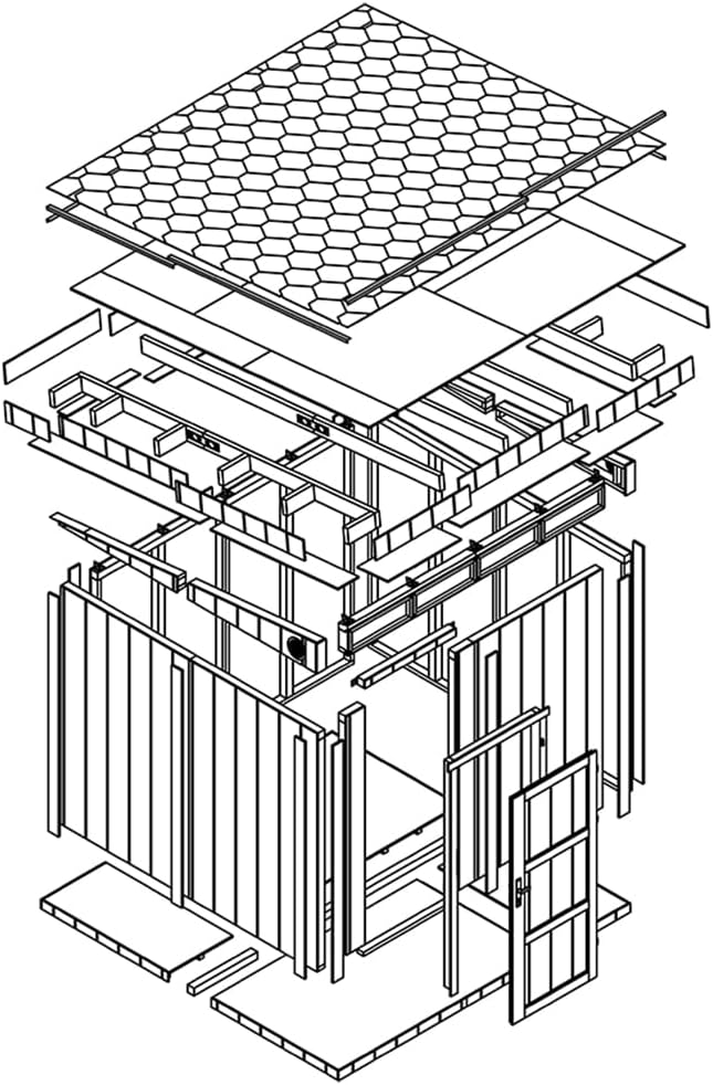 Gartenhaus Premium Qualität 5,9m² - L279xW293cm- All-Inclusive-Set mit Boden, Bitumen-Dachziegeln, Farbset- Hochwertiger Geräteschuppen aus Holzwerkstoffplatten LP Smartside - M903 Tundra Grey