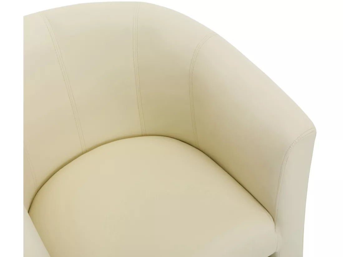 Fauteuil cabriolet et pouf en simili beige JOVANA