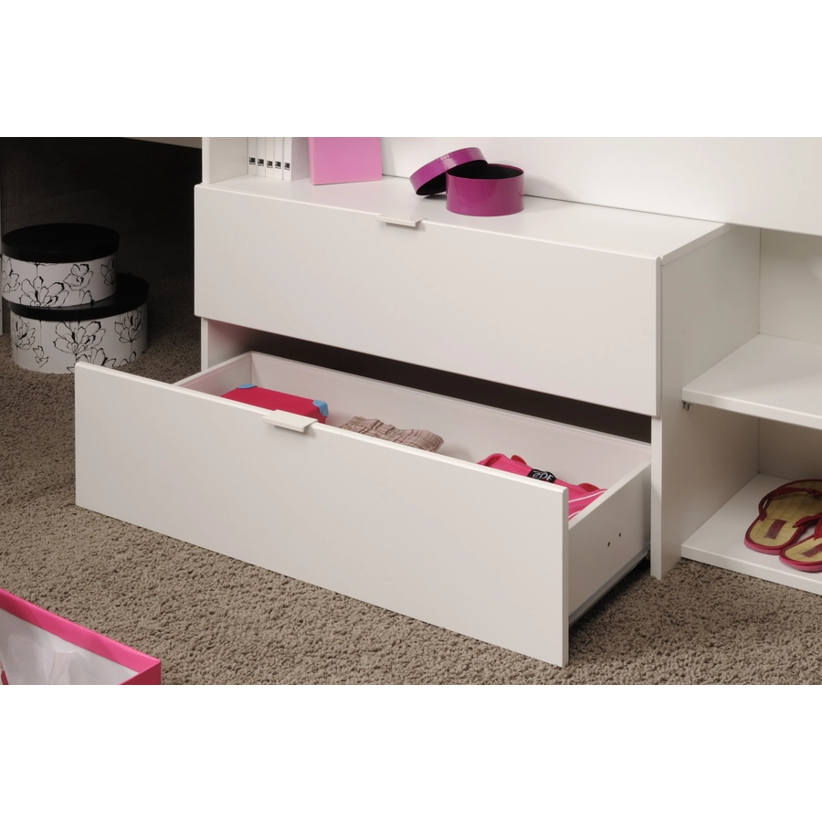 Parisot Multifunktions Hochbett Milky Weiß-Grau Weiß  Grau Loft