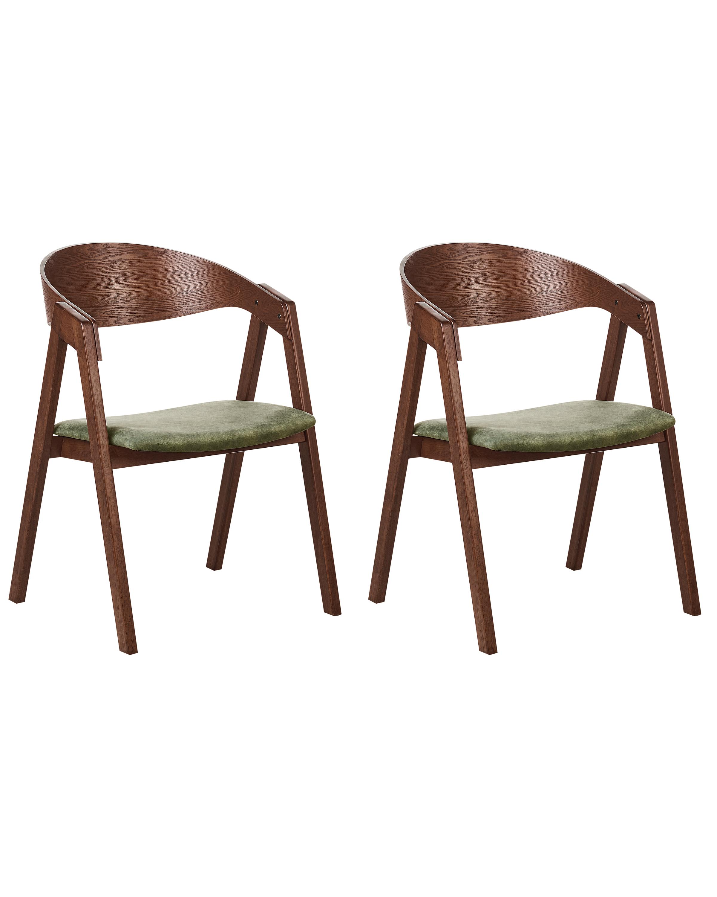 Set van 2 eetkamerstoelen YUBA Hout Donkergroen