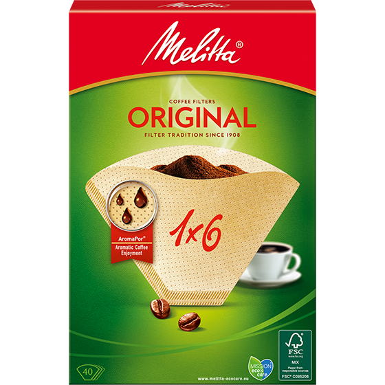 Melitta® Original, 1x6®, braun, 40 St.|Filtertüten®