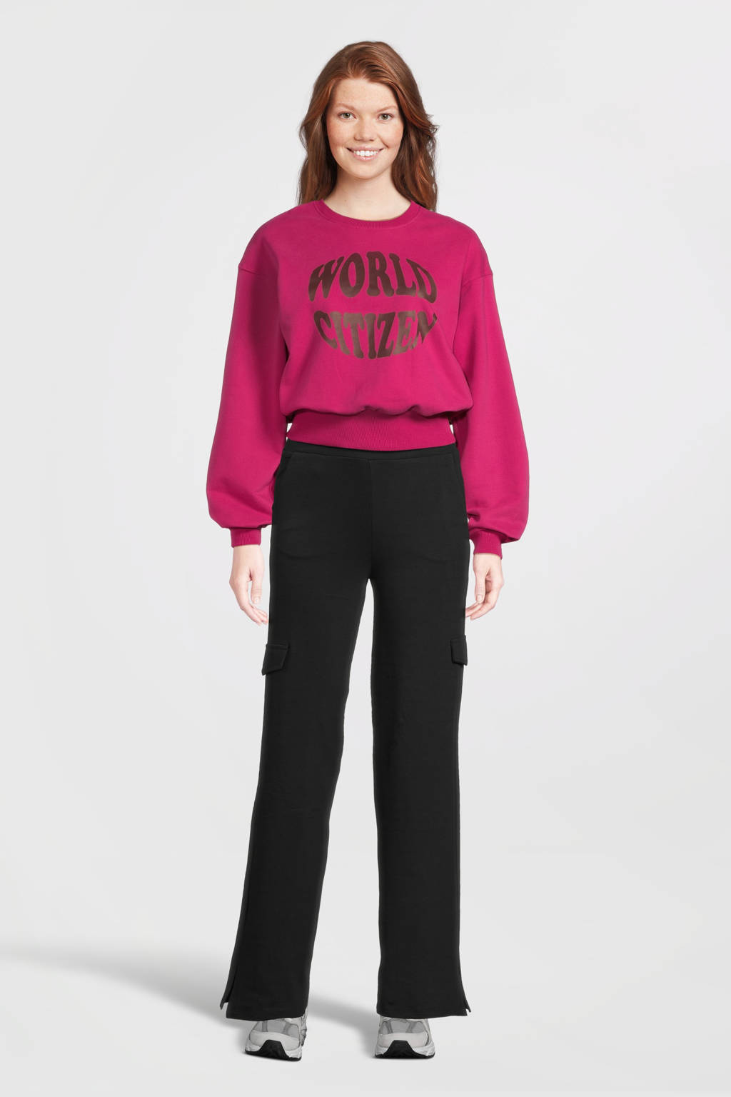 LOOXS sweater met tekst felroze