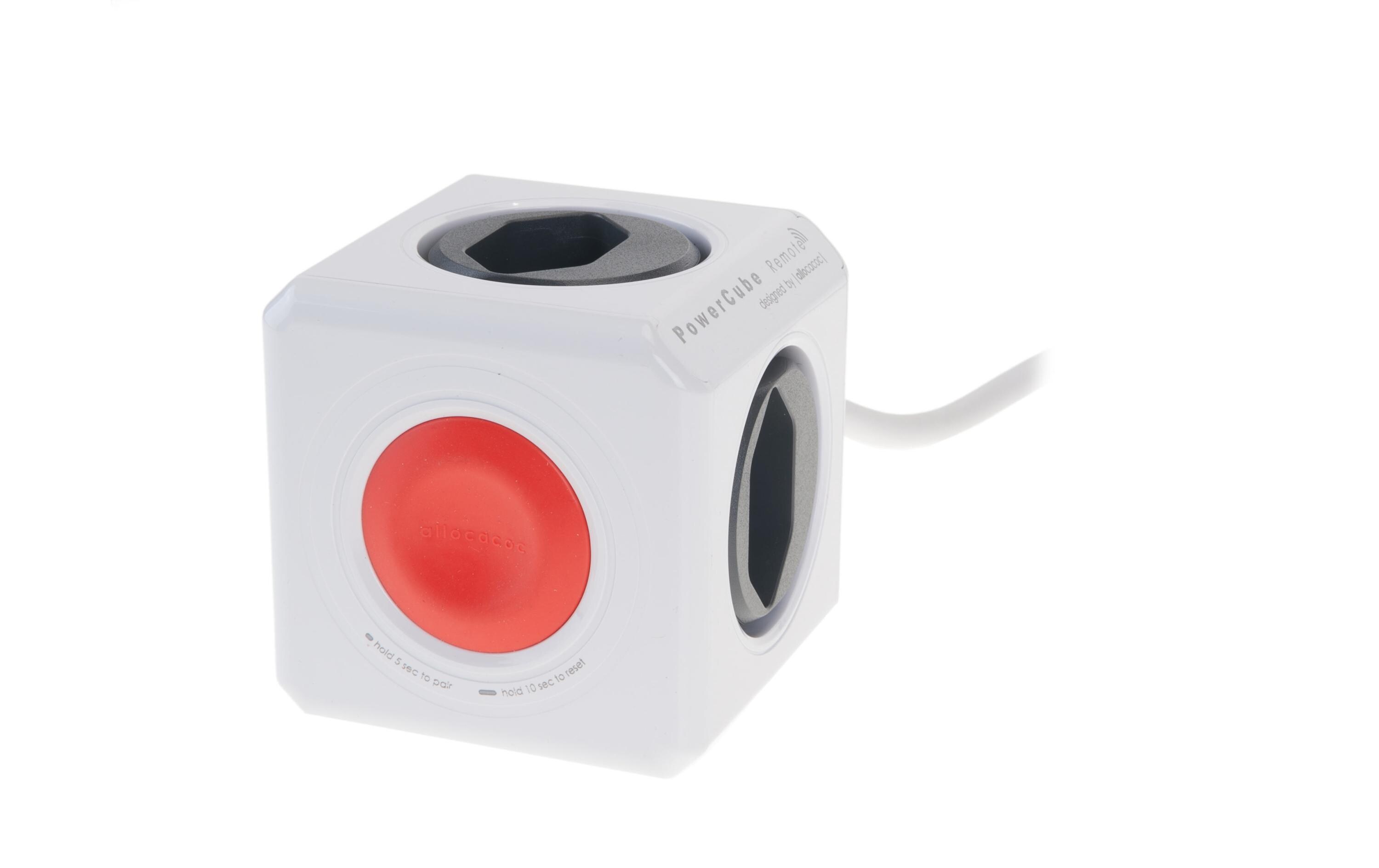 Tischsteckdosenleiste PowerCube Extended remote 4x T13Mehrfachstecker im stylischen Würfel-Design mit Fernbedienung