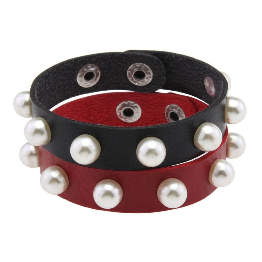 SURELIN - Armband van imitatieparel en imitatieleer