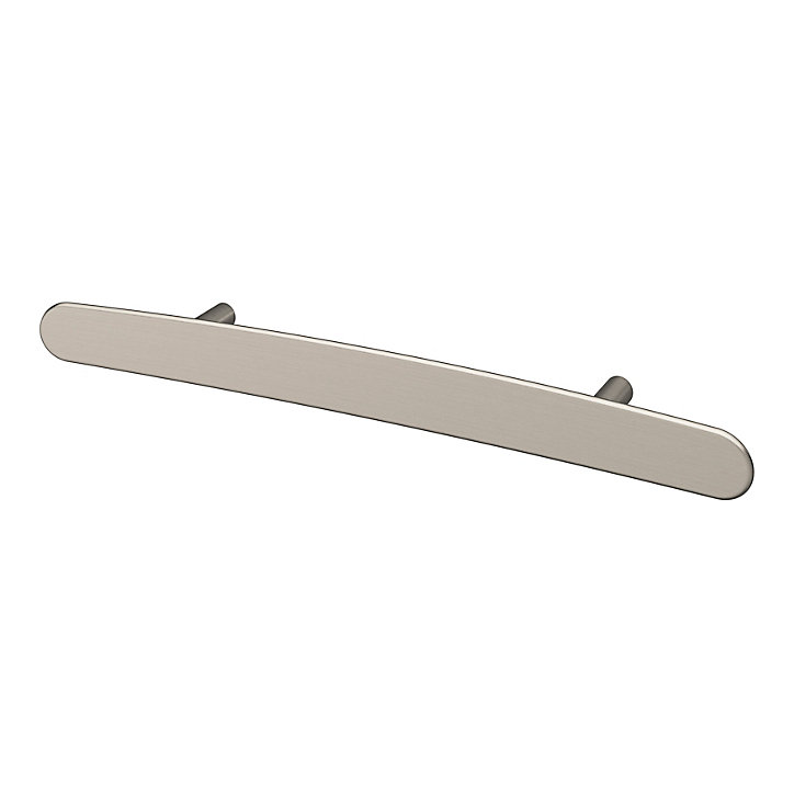 Poignée de meuble en T GoodHome Meham effet nickel satin gris l.220mm x l.20mm x H. 35mm entraxe 128mm