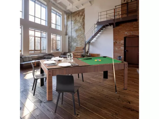 Billard Américain convertible table 4places KITBILL 5FT - 183 x 102 x 78 cm Plateau dînatoire et accessoires inclus - Marron