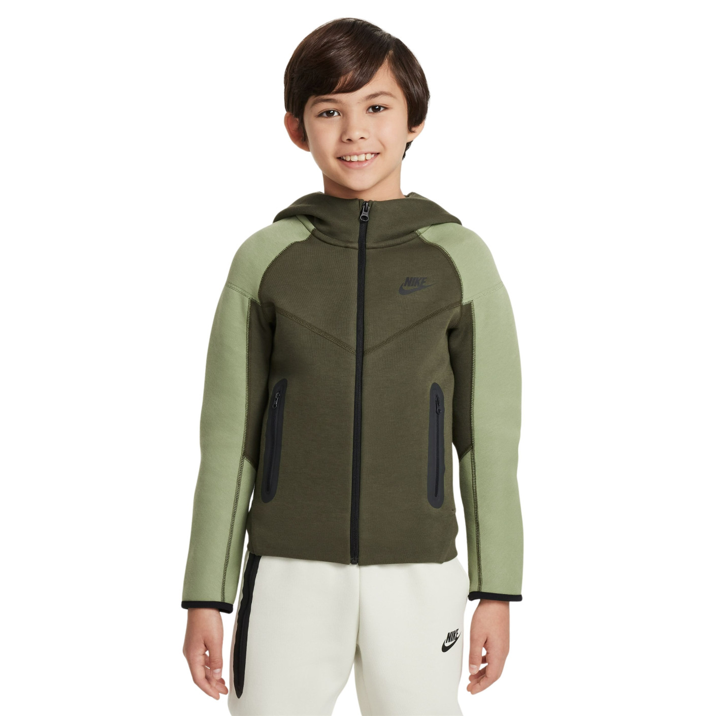 Nike Tech Fleece Sportswear Trainingspak Kids Donkergroen Lichtgroen Zwart
