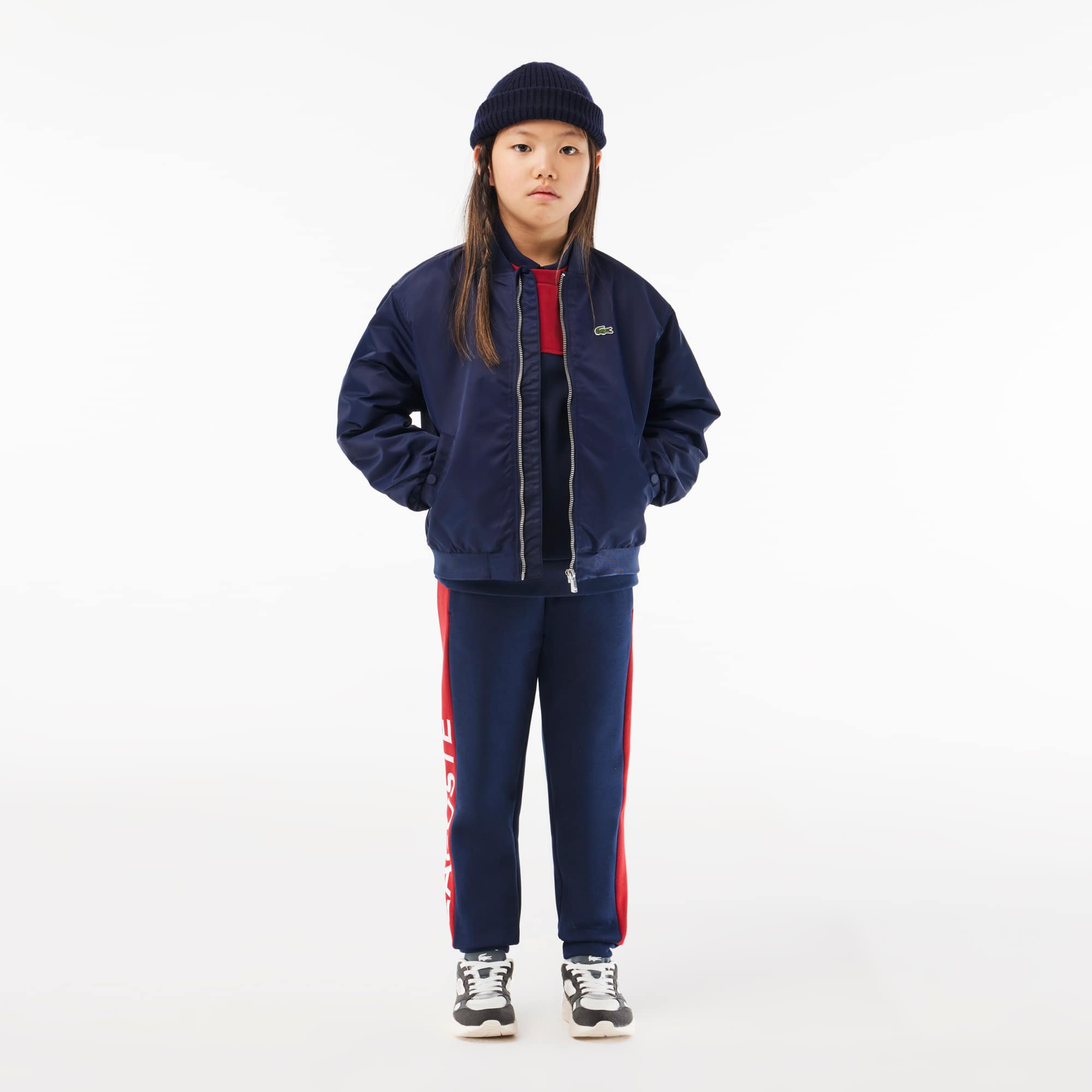 Sweatshirt enfant color-block en molleton de coton biologique Pullovers & Sweatshirts - Rouge - Lacoste - Enfant