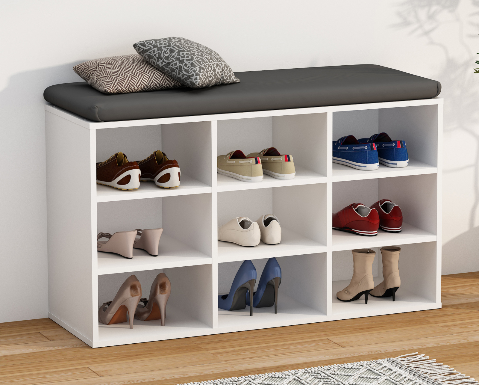 Schuhbank HINSOL XS - weiß - 9 Fächer