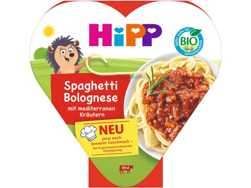 HIPP Menü Spaghetti Bolognese mit mediterranen Kräutern 250 Spaghetti Bolognese mit mediterranen Kräutern