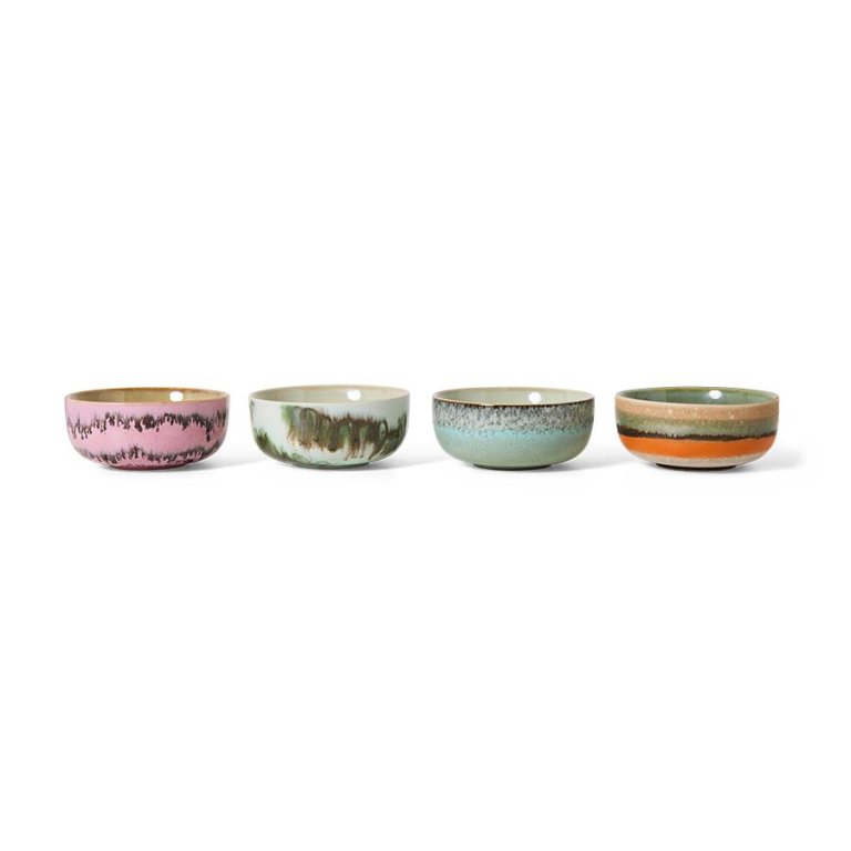 HKliving 70's Ceramic tapas kom set van 4 Drift