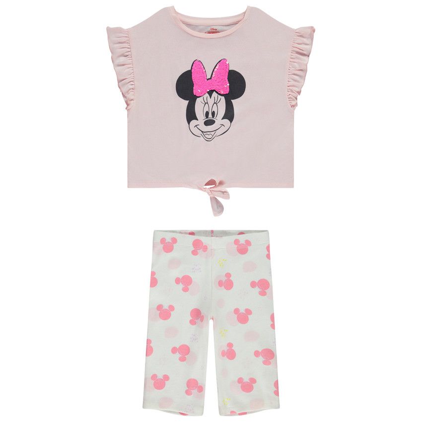 Ensemble 2 pièces Minnie Disney avec sequins magiques pour fille - Rose