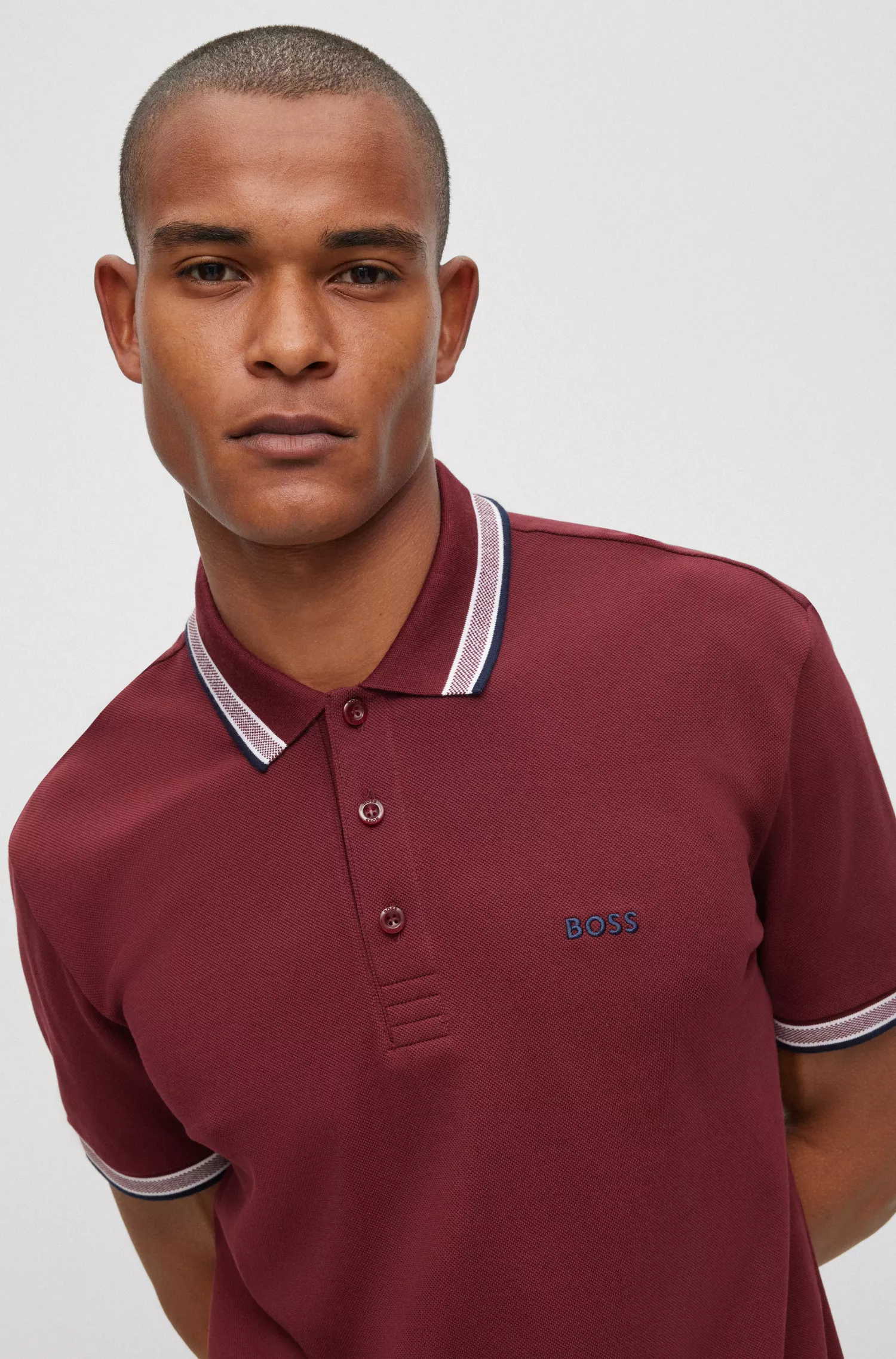 Camisa polo BOSS Green de algodão orgânico com logotipo.