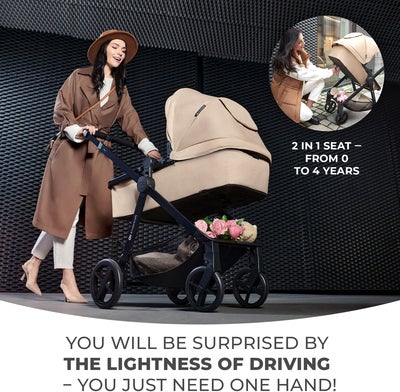 Kinderkraft 3-i-1 NEWLY Kombivogn Travelsystem, Sand Beige