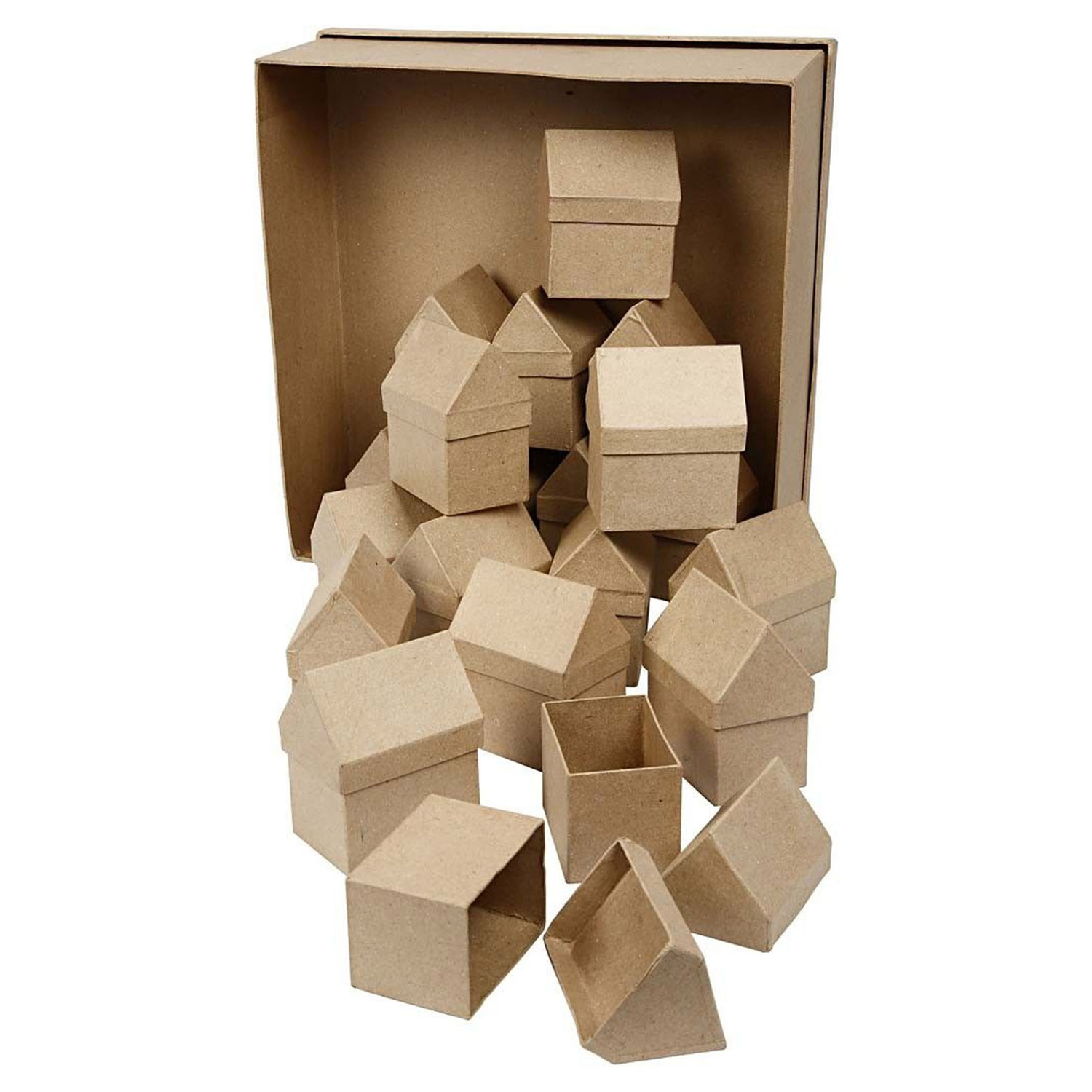 Opbergdoosjes Huis Papier-maché, 40st.