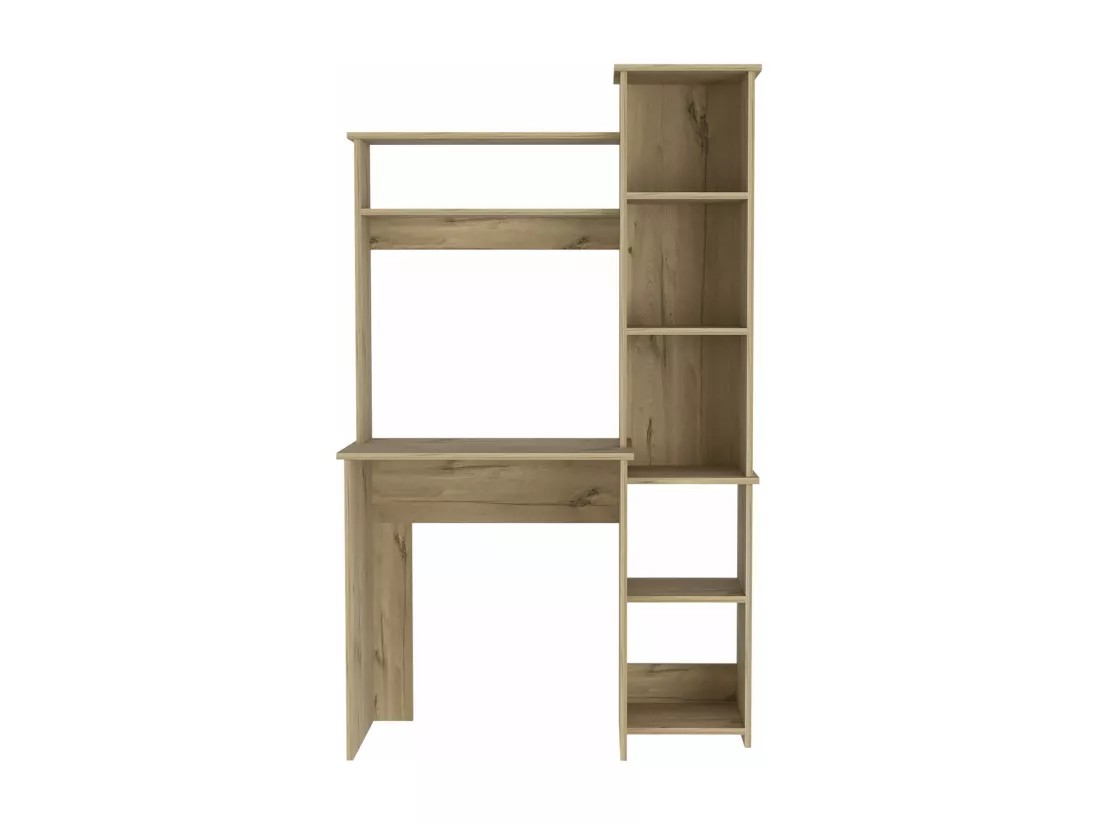Bureau Versailles avec bibliothèque en mélamine avec 6 étagères 162.30 cm X 98.29 cm X 45.21 cm , Beige