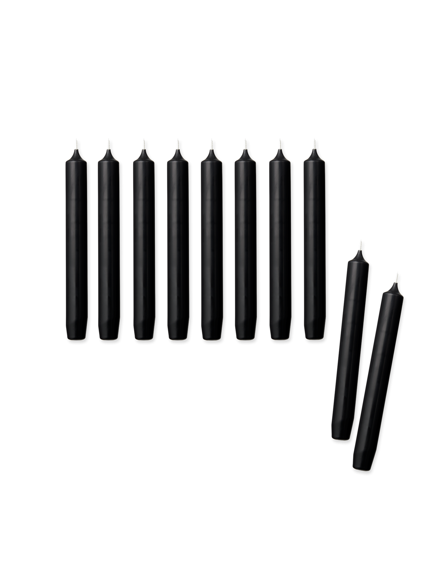 Stagelys 19 cm 10-pak | Paraffin. Ø2,2 x 19 cm. 10 stk. | Black