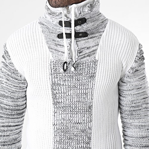 Pull Col Amplified Blanc Chiné
