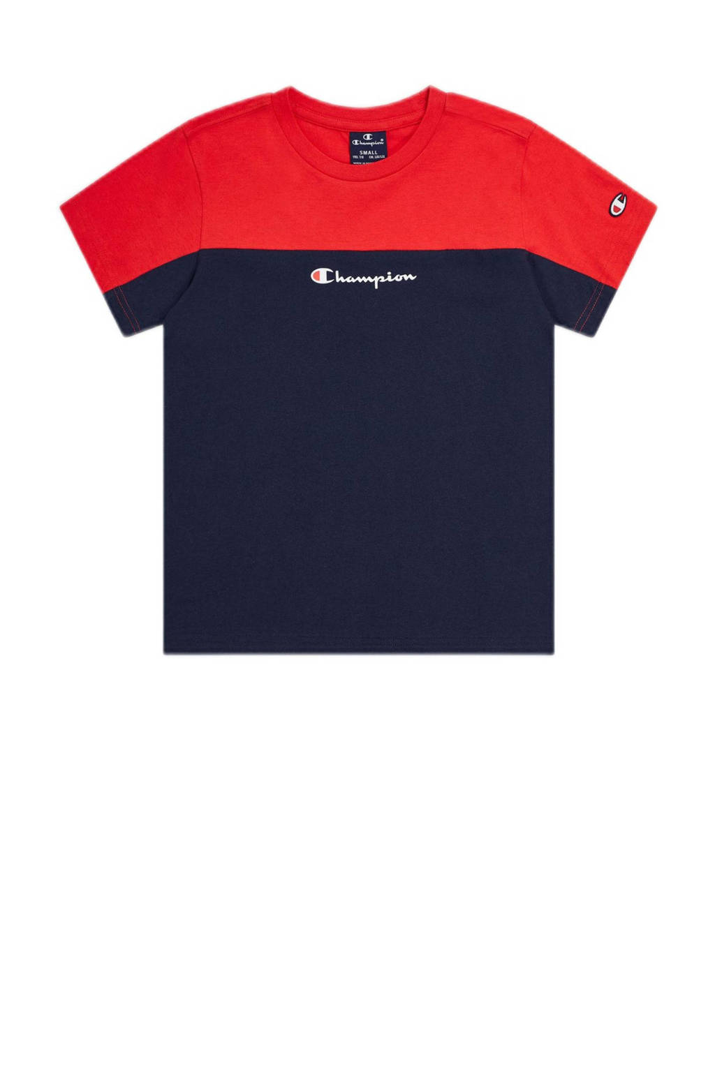 Champion T-shirt met logo donkerblauw/rood