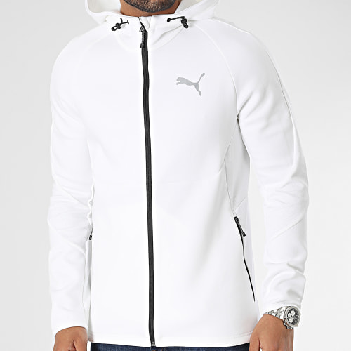 Sweat Zippé Capuche 673313 Blanc