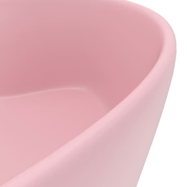 vidaXL Luksuriøs servant med overløp matt rosa 36x13 cm keramisk