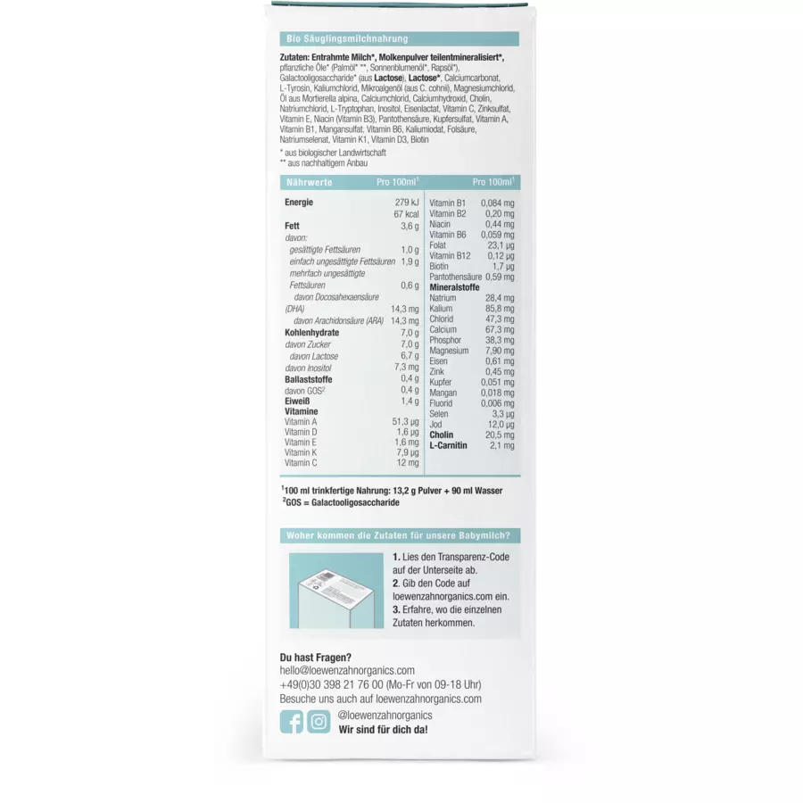 löwenzahn organics Anfangsnahrung Pre 5x 500 g ab der Geburt